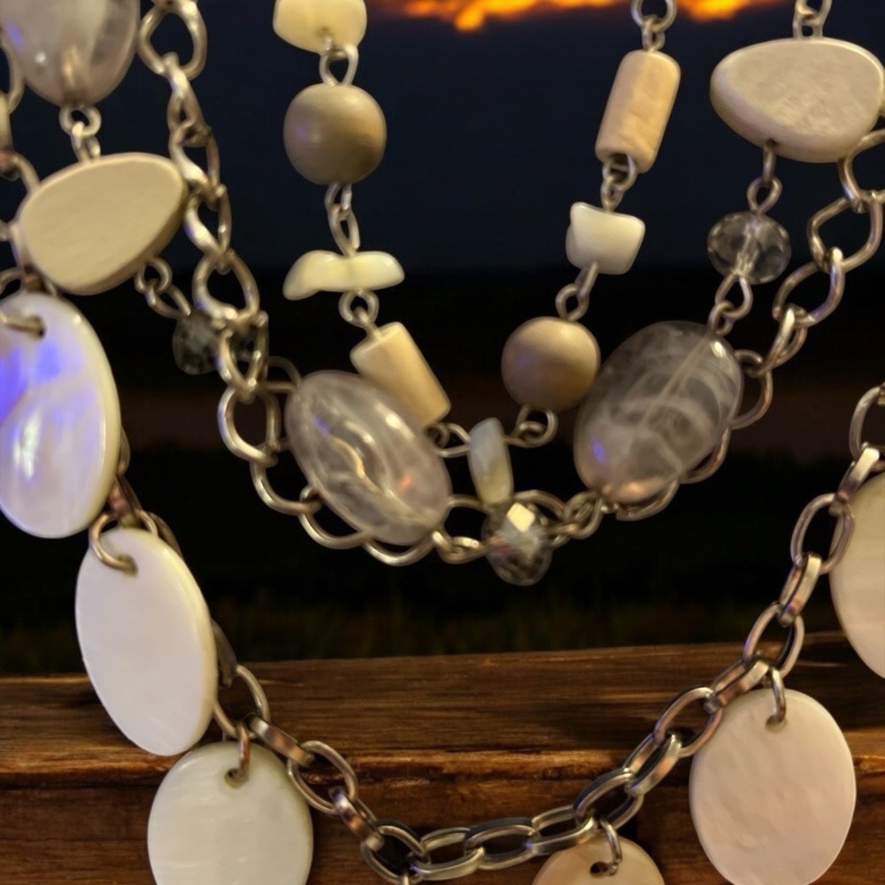 Chico's Silver Cream Layered Necklace - Picture 4 of 4